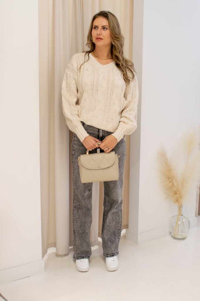 NEW MIRANDA CABLE KNIT PULLOVER SWEATER (IVORY)
