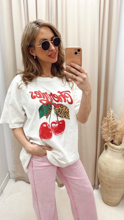 NEW CHERRY GRAPHIC T-SHIRT (WHITE/RED)