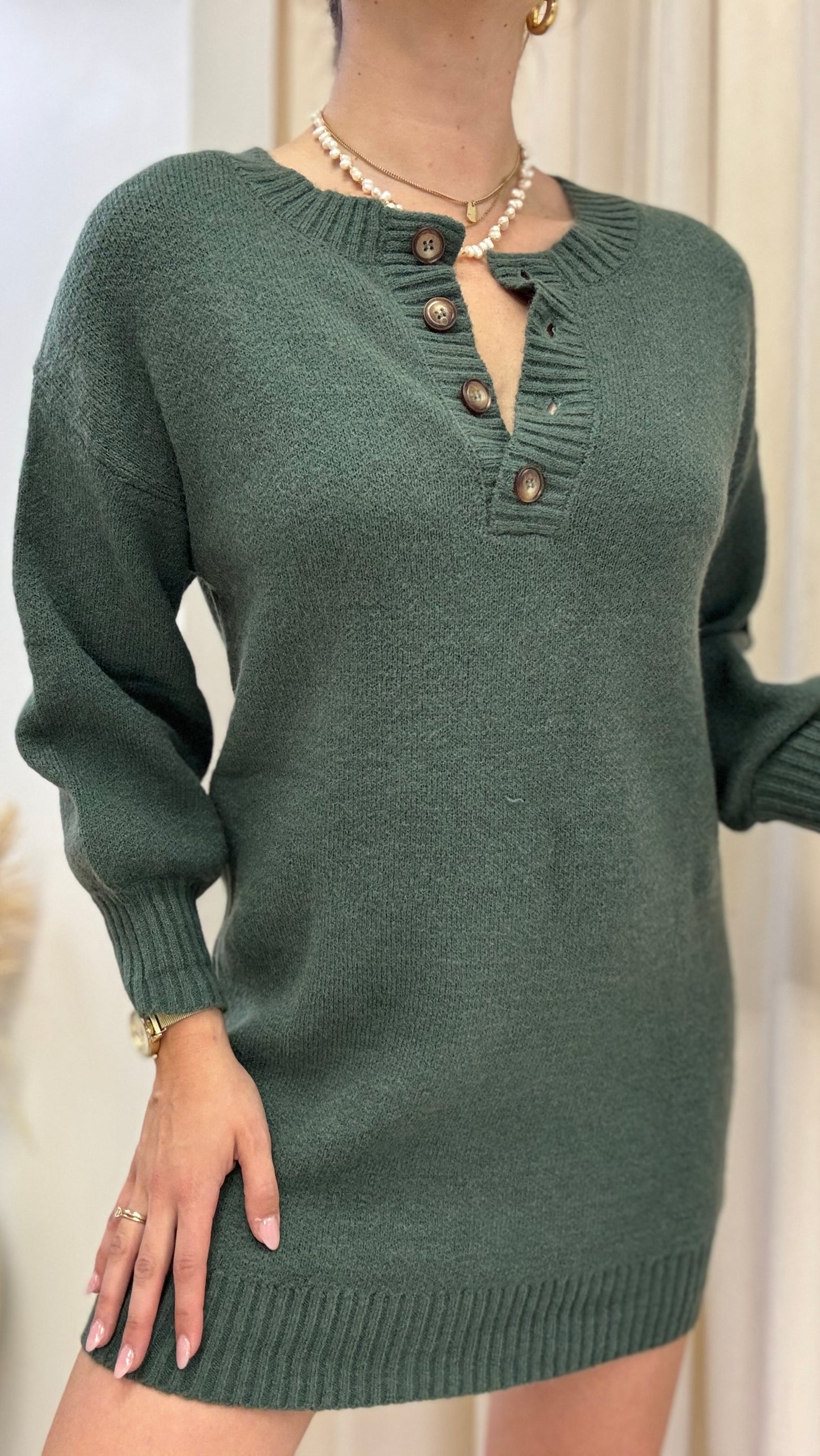 NEW LYDIA MINI SWEATER DRESS (GREEN)