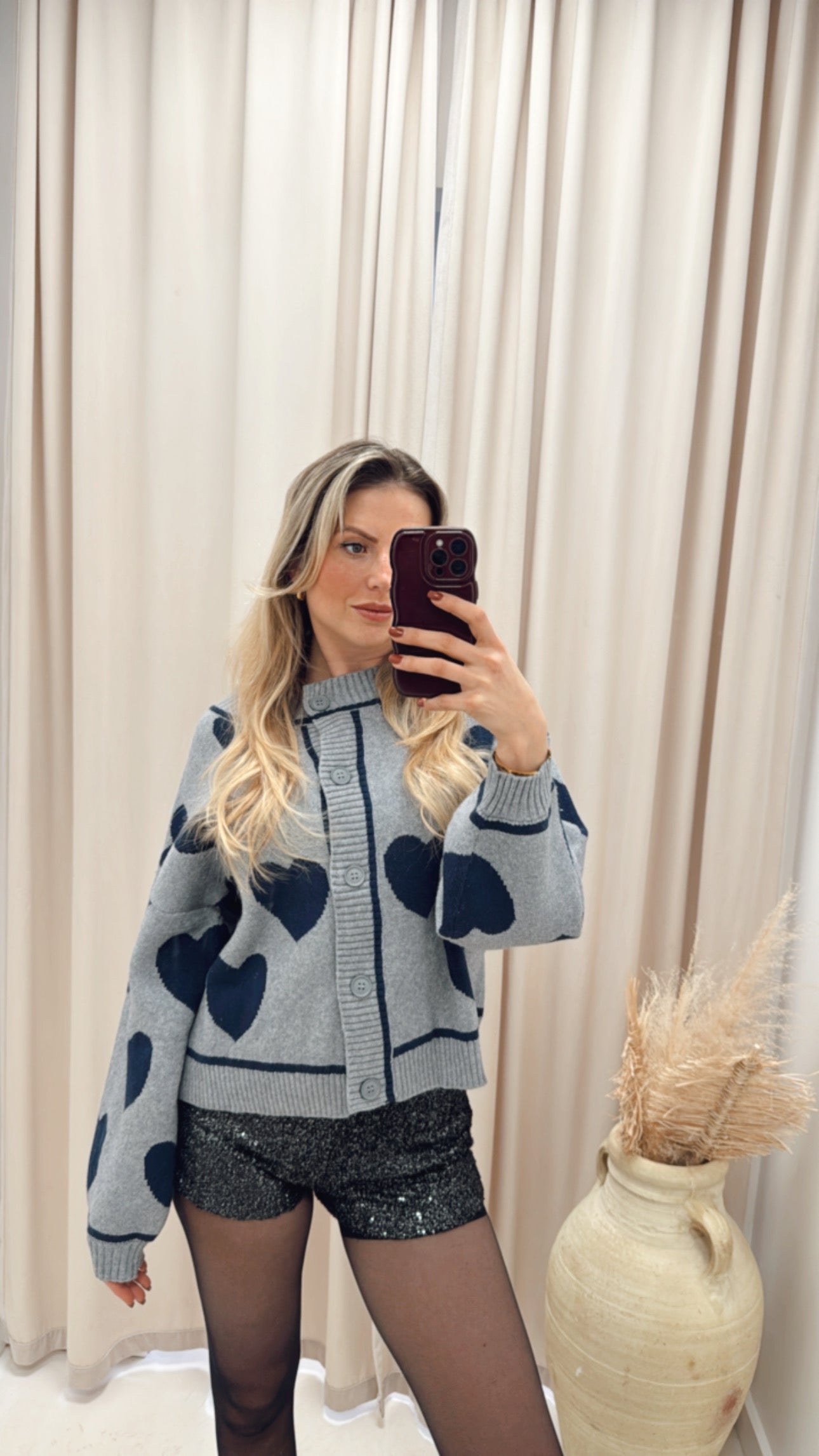 HEART CARDIGAN (NAVY &amp; GREY)