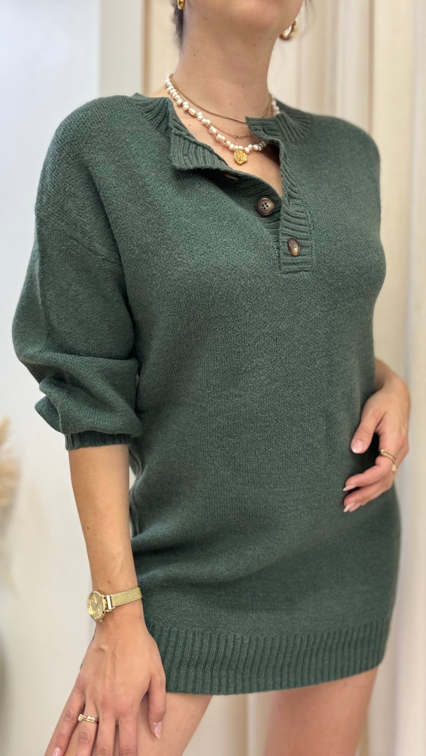 NEW LYDIA MINI SWEATER DRESS (GREEN)