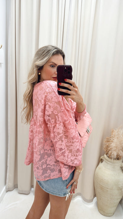 NEW ELLERIE LACE TOP (MAUVE PINK)