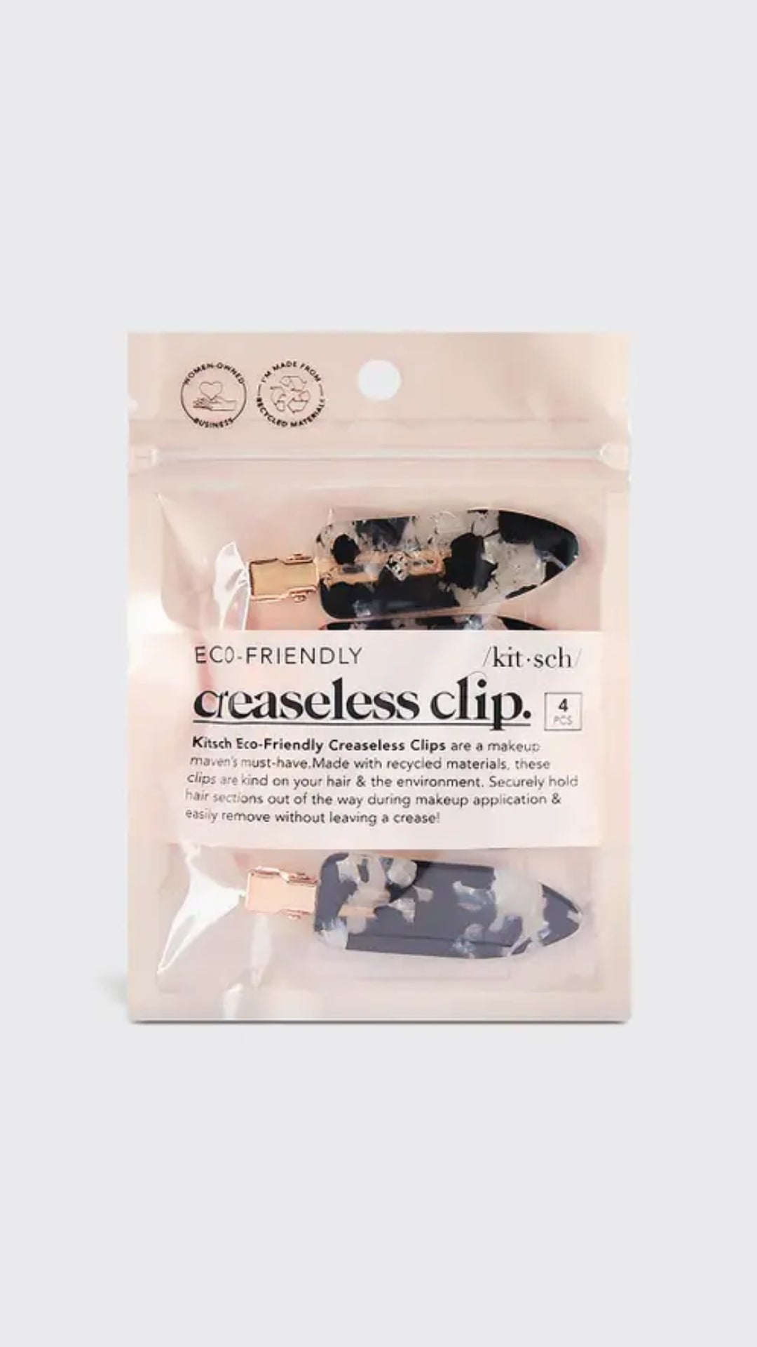 ECO-FRIENDLY CREASELESS CLIPS 4PC SET - BLACK TERRAZZO | KITSCH