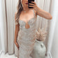 RHINESTONE EMBELLISHED CHAIN LIKE DRESS (BANJUL) NUDE
