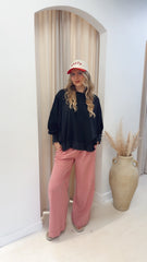 GINGHAM WIDE LEG DRAW-WAIST PANT | RED