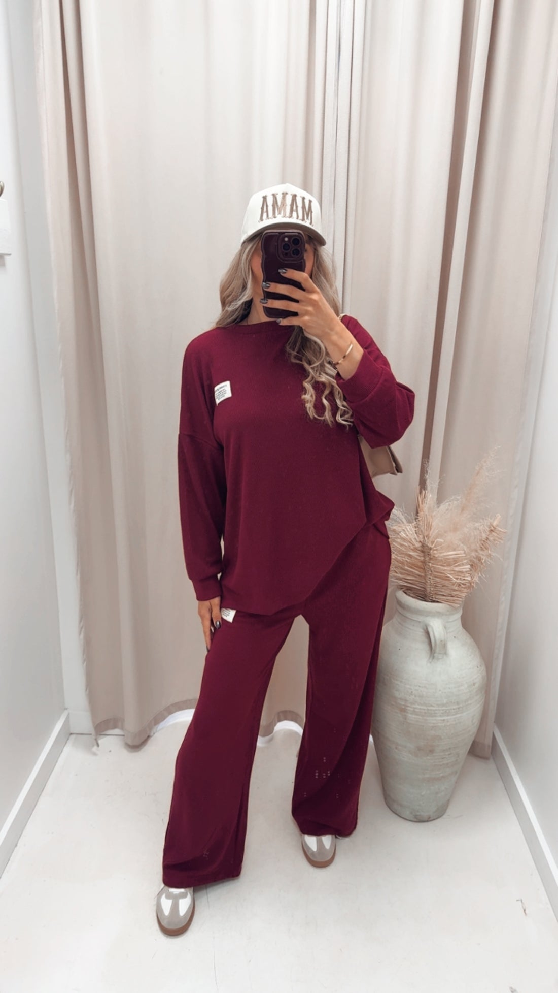 CLASSIC CORDUROY SWEATER AND TROUSER SET (BURGUNDY)