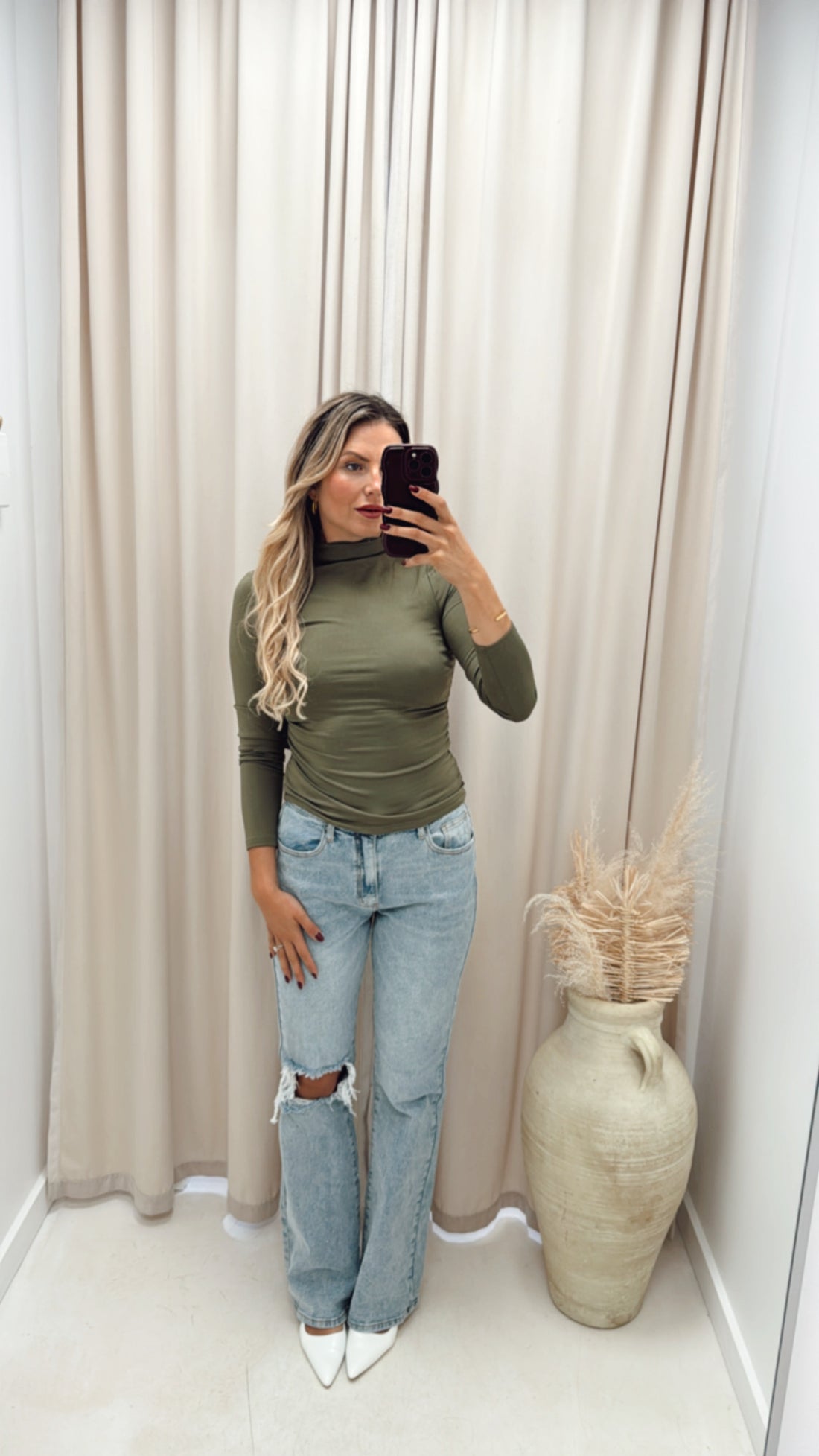 MILLY MOCK NECK TOP (OLIVE)