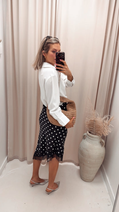 ONLBELLA SLANTED SATIN LACE SKIRT (2 COLOR OPTIONS)