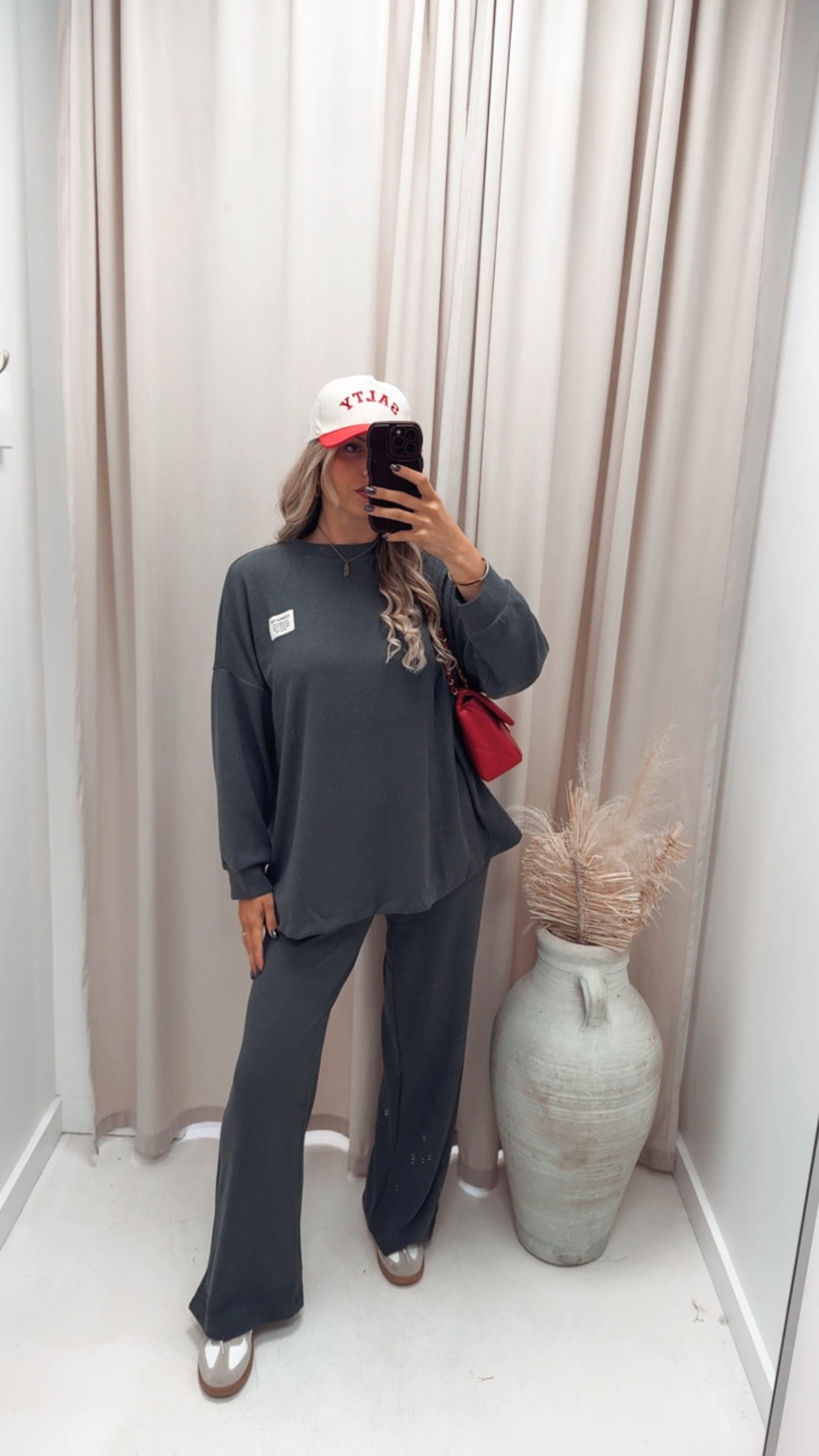 CLASSIC CORDUROY SWEATER AND TROUSER SET (CHARCOAL)