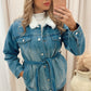 DELTA BELTED DENIM COAT (MEDIUM BLUE)