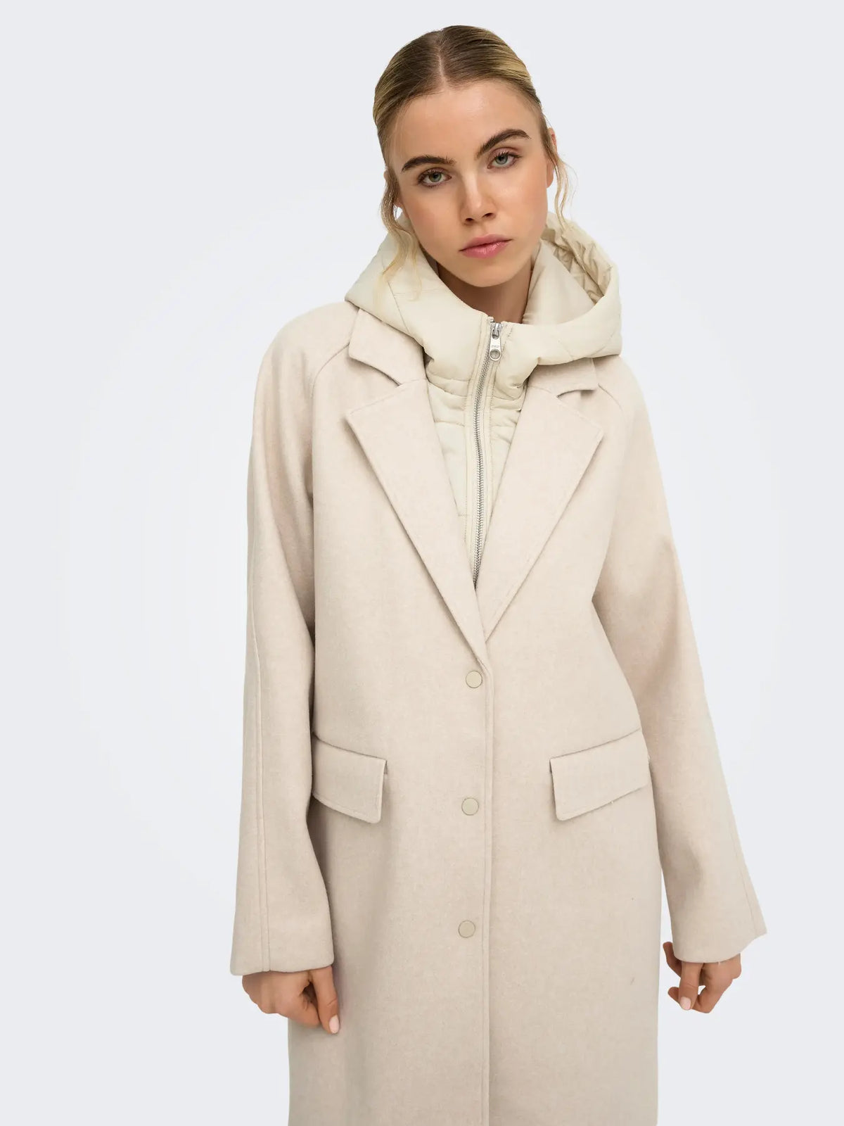 BLOOM HOOD COAT (IVORY) | ONLY