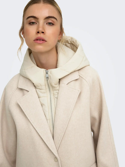BLOOM HOOD COAT (IVORY) | ONLY