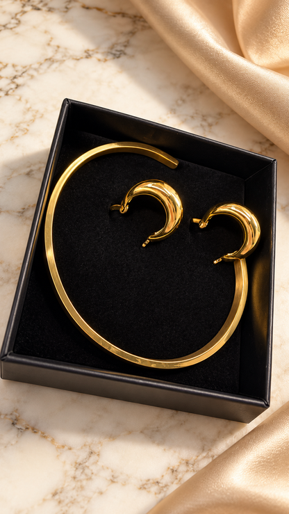GOLDEN HOLIDAY GIFT SET (CLASSIC BANGLE AND HOOP EARRINGS SET)