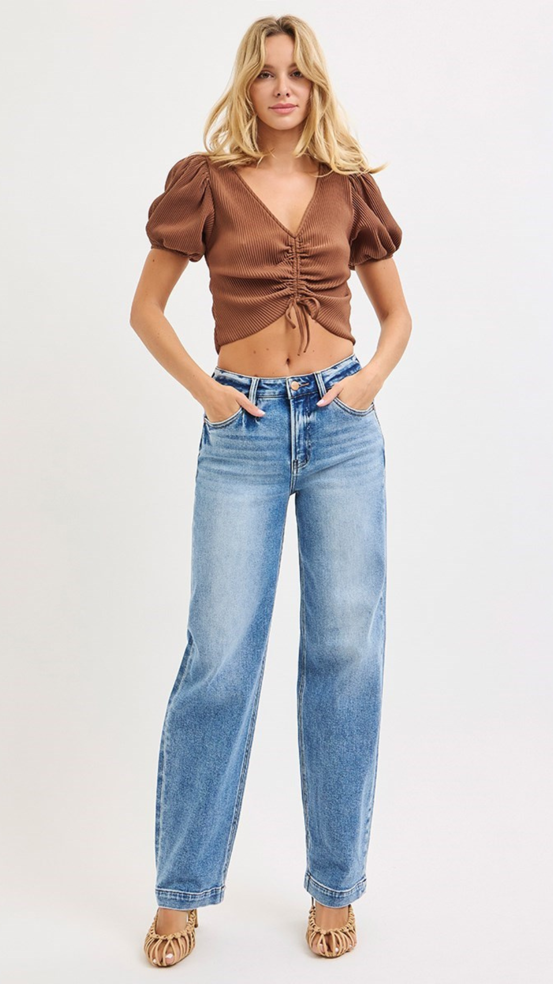 KIMBERLY HIGH RISE WIDE BAGGY JEANS (RISEN)