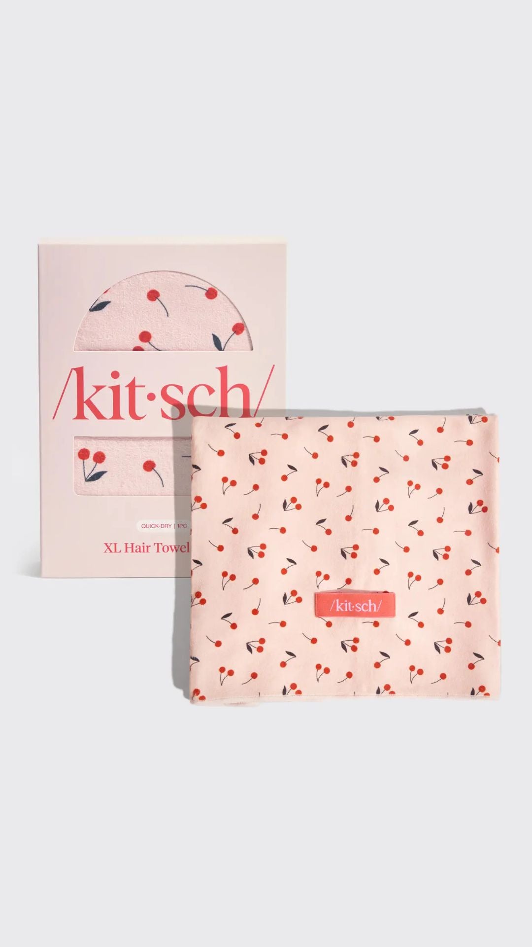 XL HAIR TOWEL WRAP (CHERRY PRINT) | KITSCH