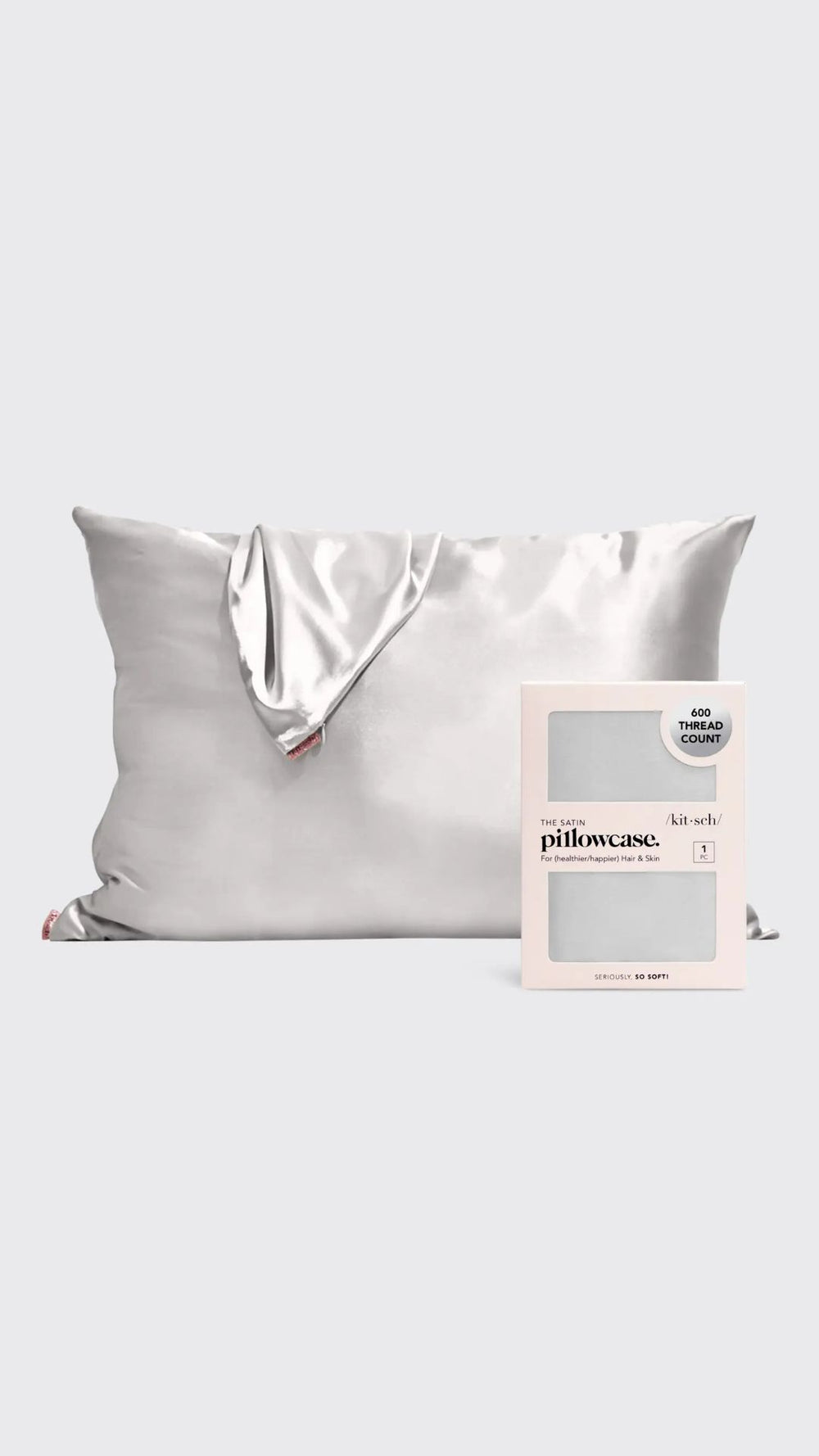 SATIN PILLOWCASE SILVER | KITSCH
