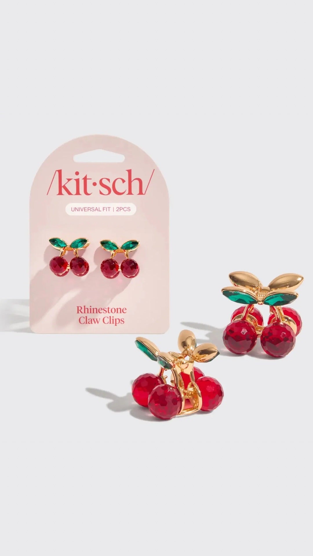 MINI RHINESTONE CLAW CLIPS 2 PC SET- CHERRY | KITSCH