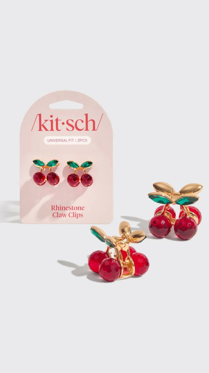 MINI RHINESTONE CLAW CLIPS 2 PC SET- CHERRY | KITSCH