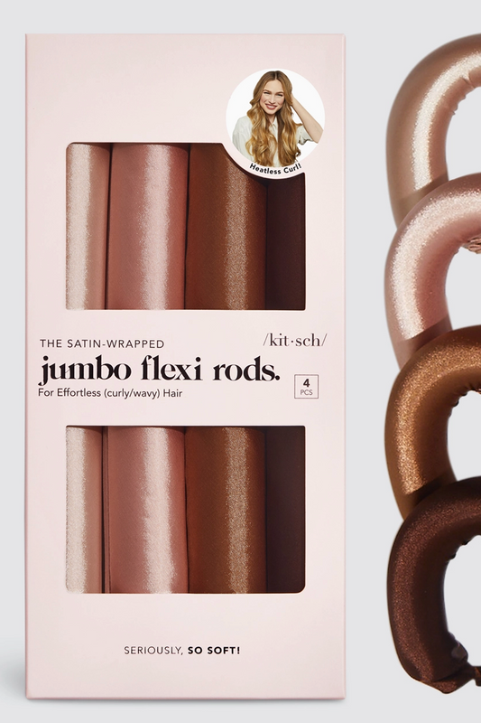 NEW SATIN JUMBO FLEXI RODS | 4 PCS - ROSEWOOD | KITSCH