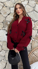 GISELLA' BOW CABLE KNIT CARDIGAN