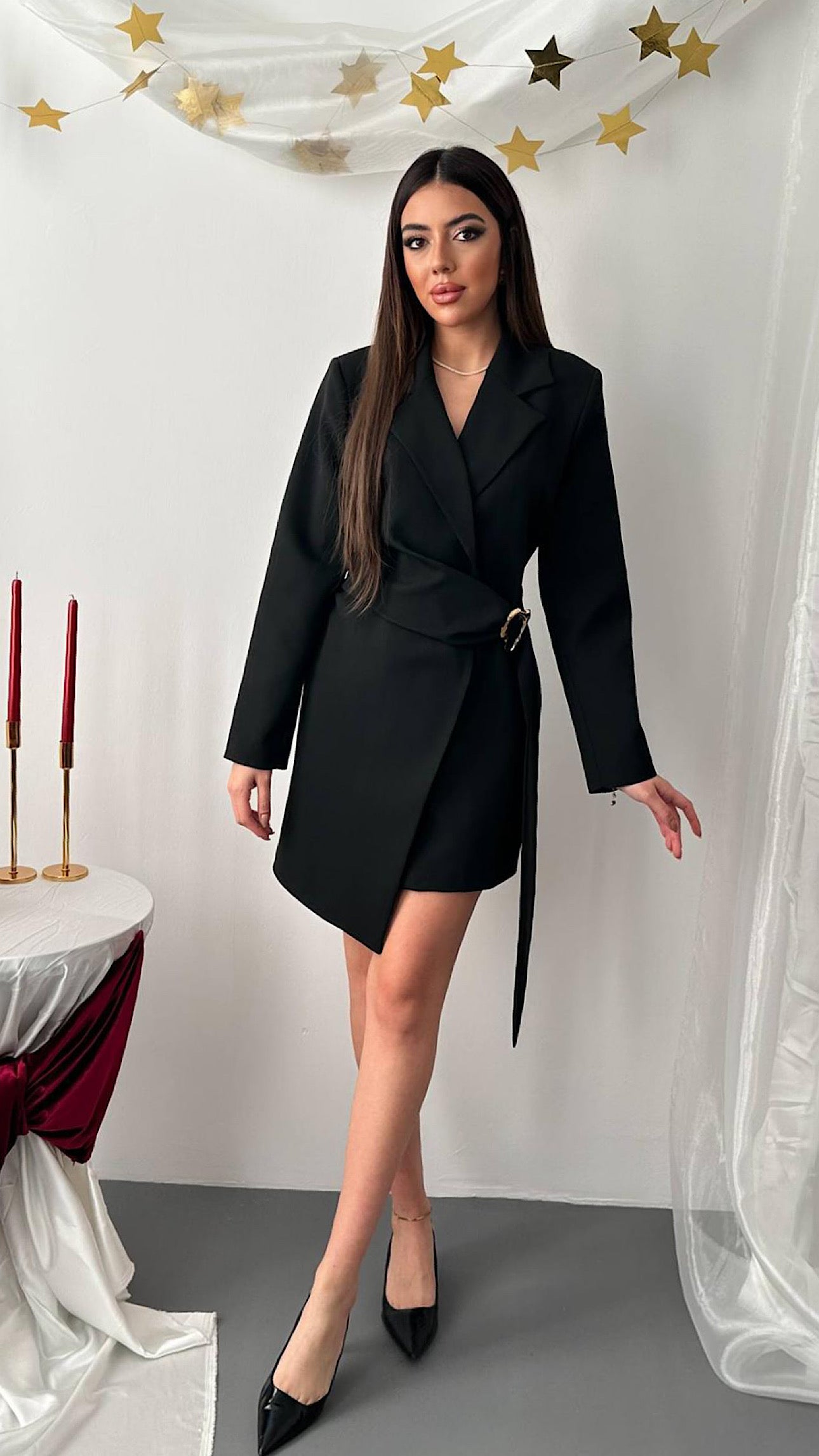 STELLA ELEGANT BLAZER DRESS (BLACK)