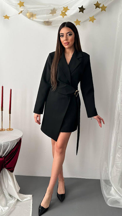 STELLA ELEGANT BLAZER DRESS (BLACK)