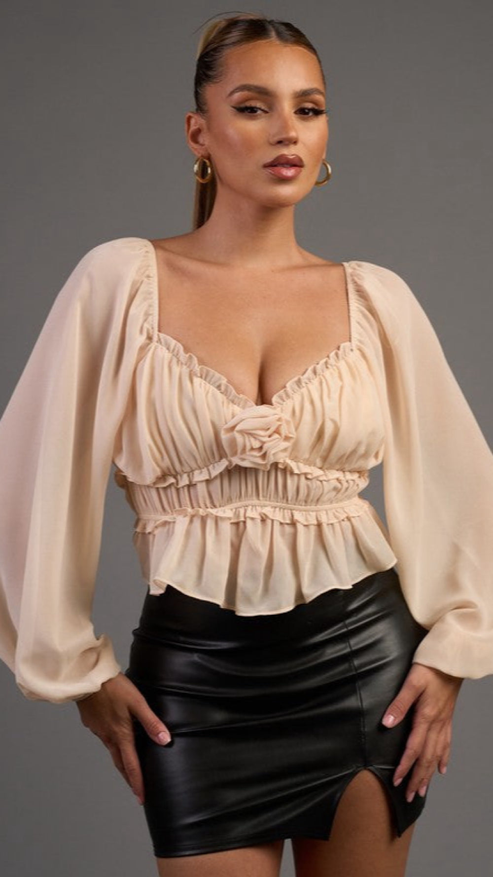 ALIE PEPLUM TOP (CREAM)