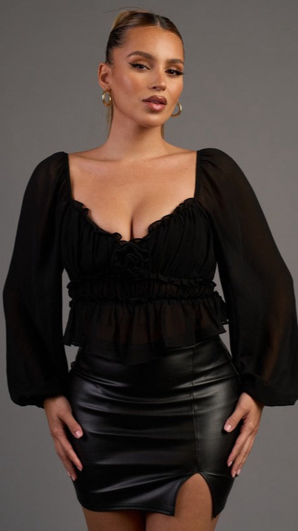 ALIE PEPLUM TOP (BLACK)