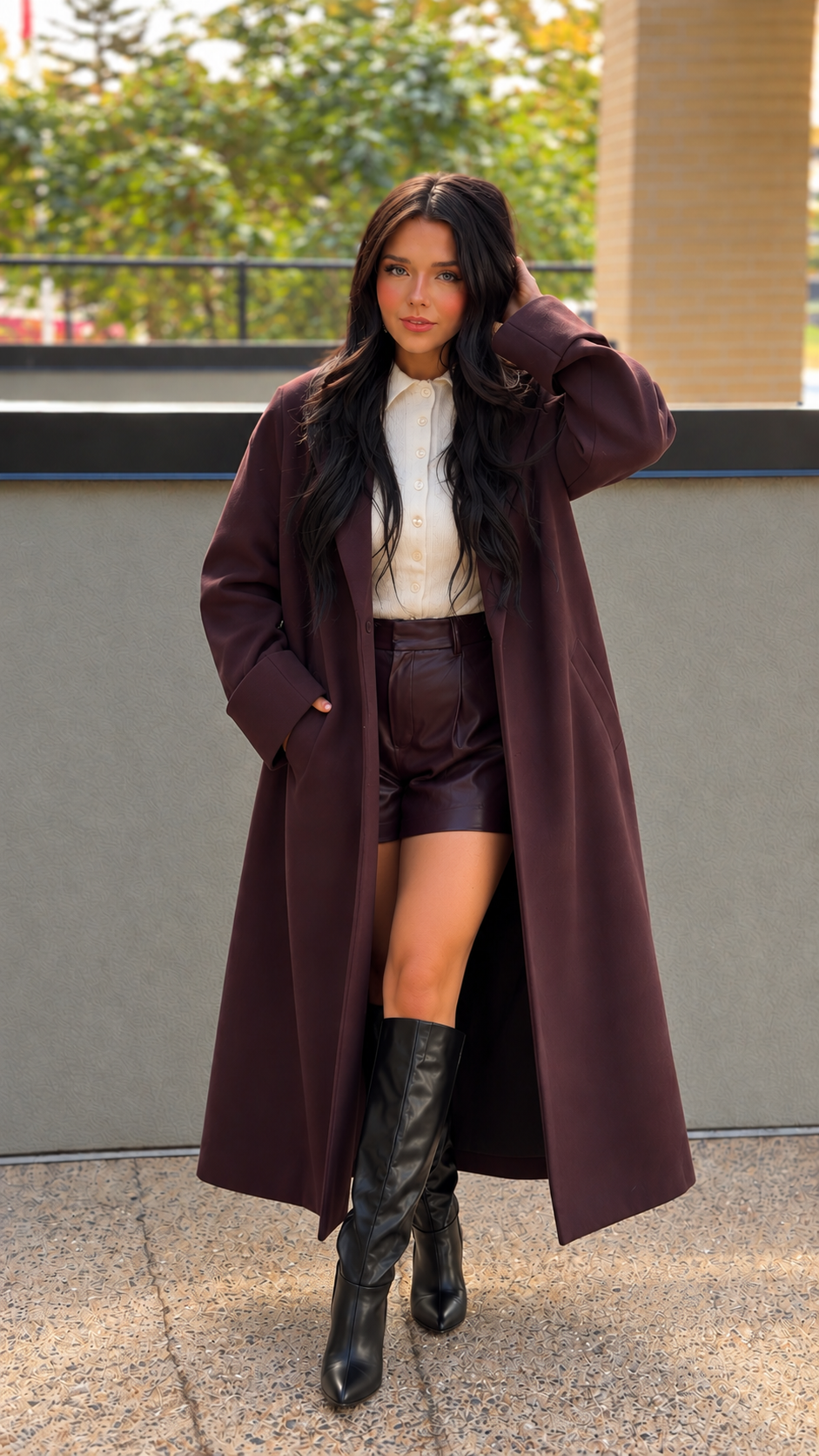 CADDY LONG COAT | ONLY (Chocolate Plum)