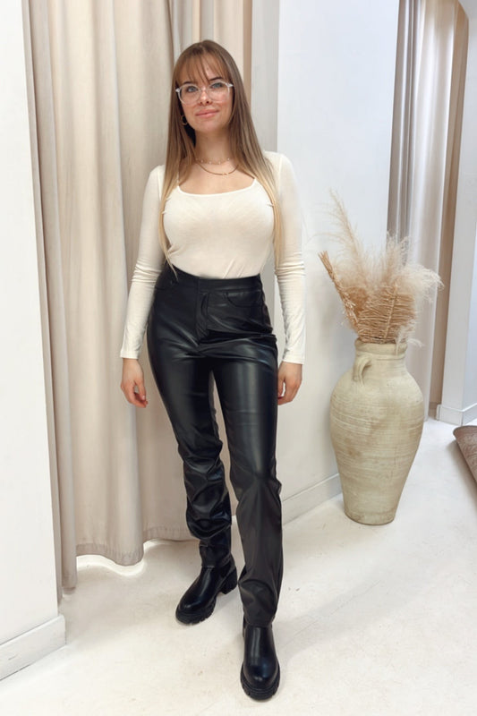 NEW KRISTY | PREMIUM FAUX LEATHER TROUSERS (BLACK)