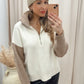 NEW GEORGINA 1/2 ZIP KNIT SWEATER (CREAM\TAUPE)