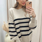 NEW SARA STRIPE KNIT SWEATER (TAUPE/BLACK)