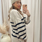 NEW SARA STRIPE KNIT SWEATER (TAUPE/BLACK)