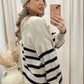 NEW SARA STRIPE KNIT SWEATER (TAUPE/BLACK)