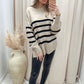 NEW SARA STRIPE KNIT SWEATER (TAUPE/BLACK)