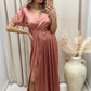 NEW ANGELICA SATIN TIE WRAP MAXI (ROSE)