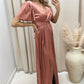 NEW ANGELICA SATIN TIE WRAP MAXI (ROSE)