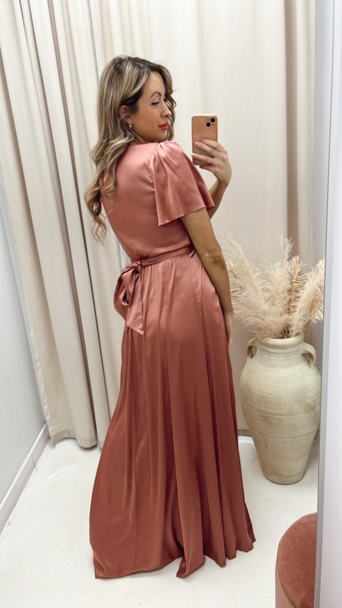 NEW ANGELICA SATIN TIE WRAP MAXI (ROSE)