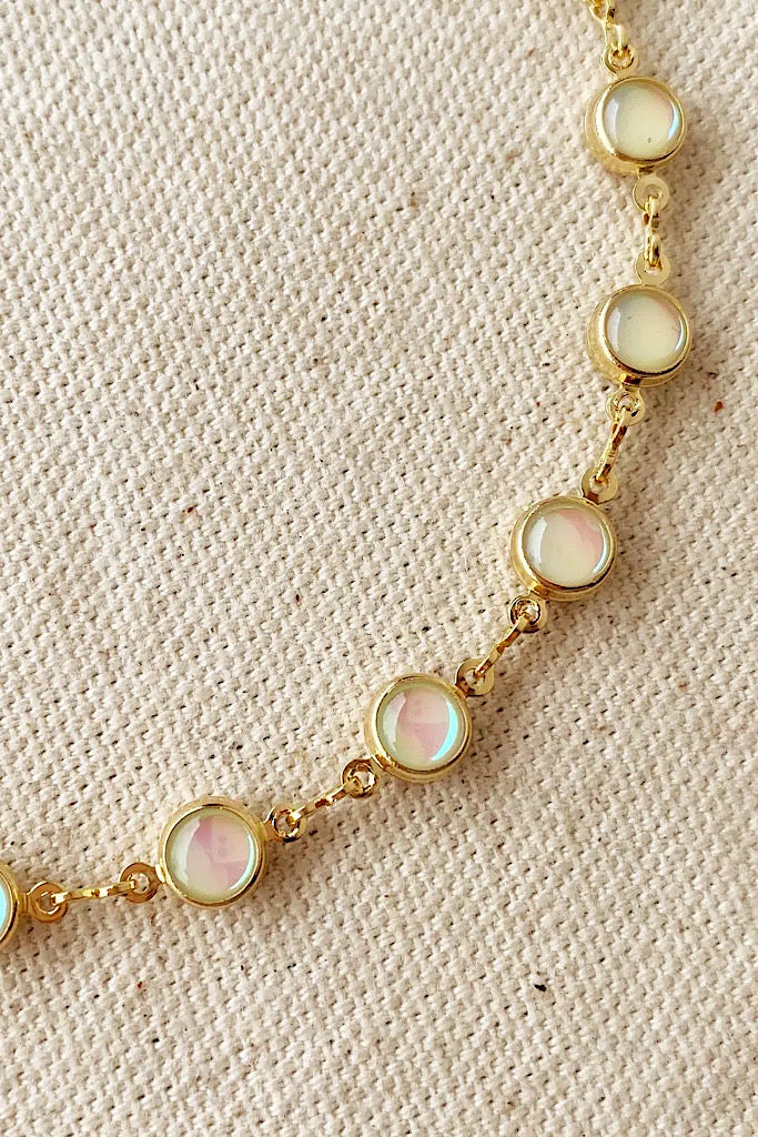 NEW 18K GOLD FILLED ROUNDED OPAL CHOKER