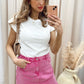 NEW WILLOW DENIM SKIRT (HOT PINK)