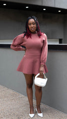 GENIVEVE FIT & FLARE SWEATER MINI DRESS | RUST | (BEST SELLER)