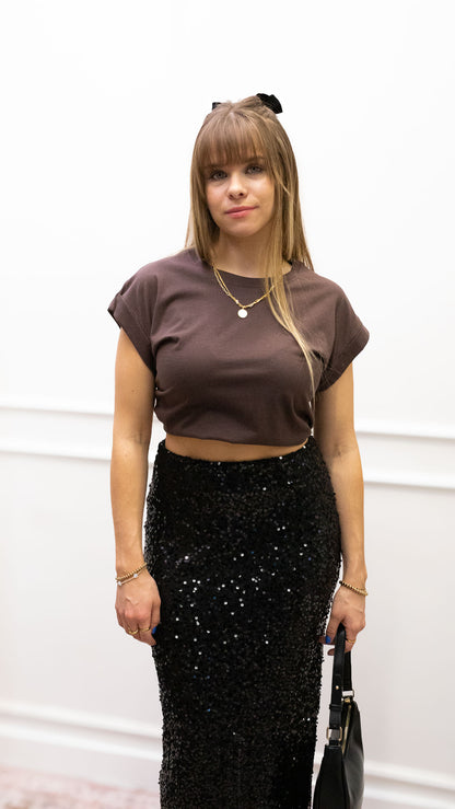 MAXINE SEQUIN MAXI SKIRT | BLACK
