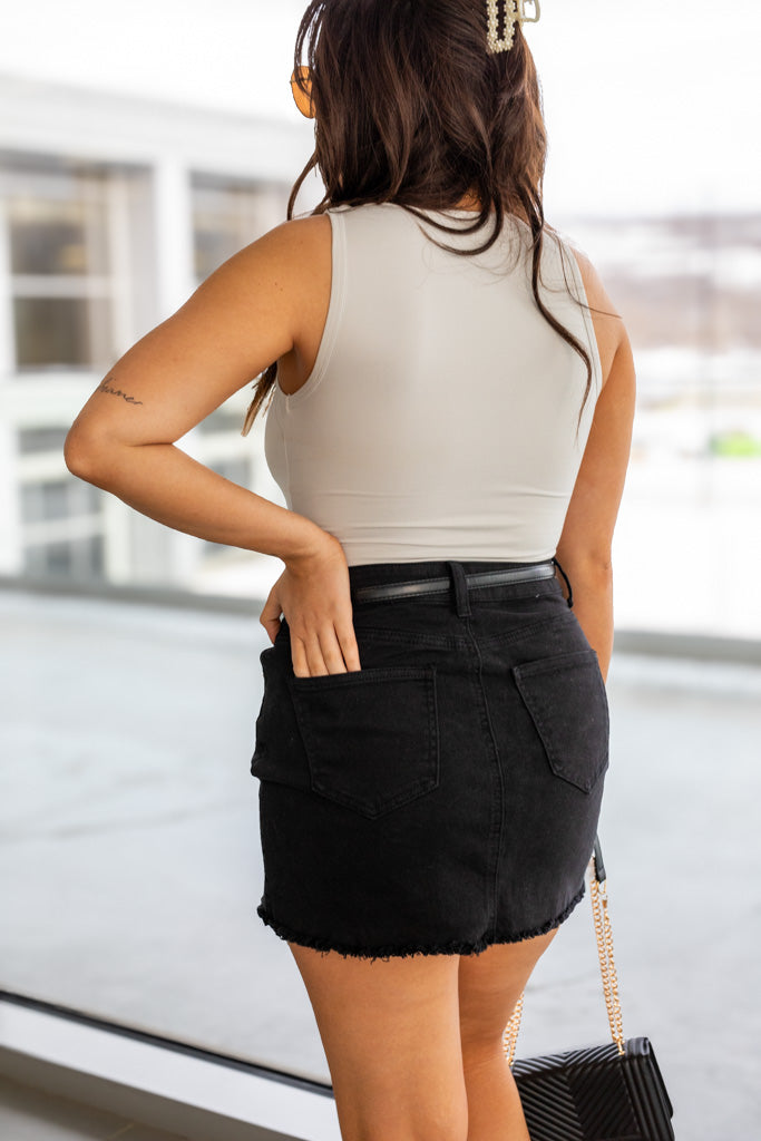 NEW WILLOW DENIM SKIRT (BLACK) | RESTOCK