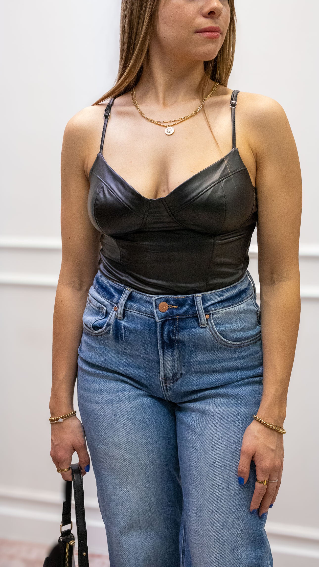 JAYDA FAUX LEATHER BODSUIT