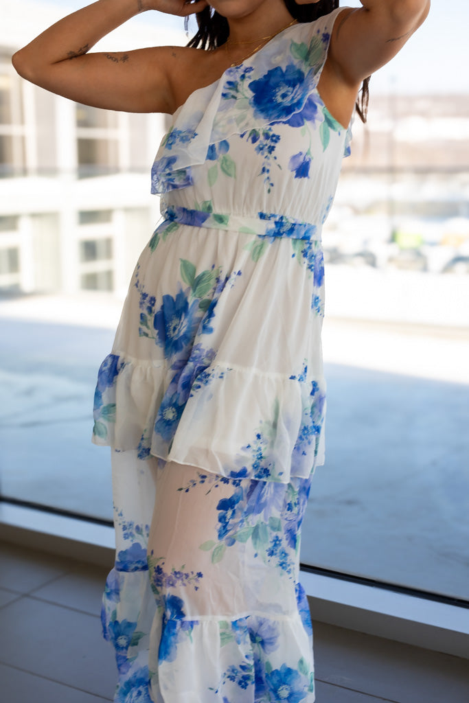 NEW ADELAIDE FLORAL MAXI (WHITE - BLUE)