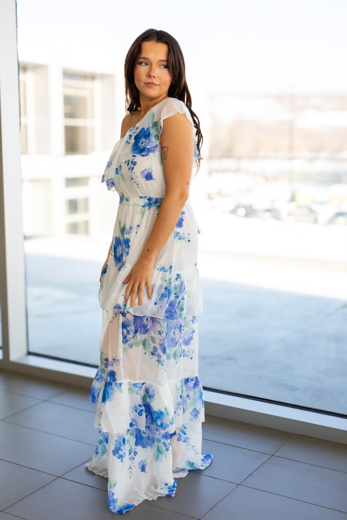 NEW ADELAIDE FLORAL MAXI (WHITE - BLUE)