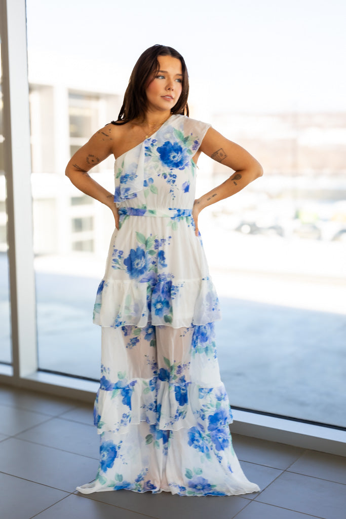 NEW ADELAIDE FLORAL MAXI (WHITE - BLUE)