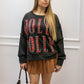 HOLLY JOLLY SWEATSHIRT (BLACK/RED PLAID)