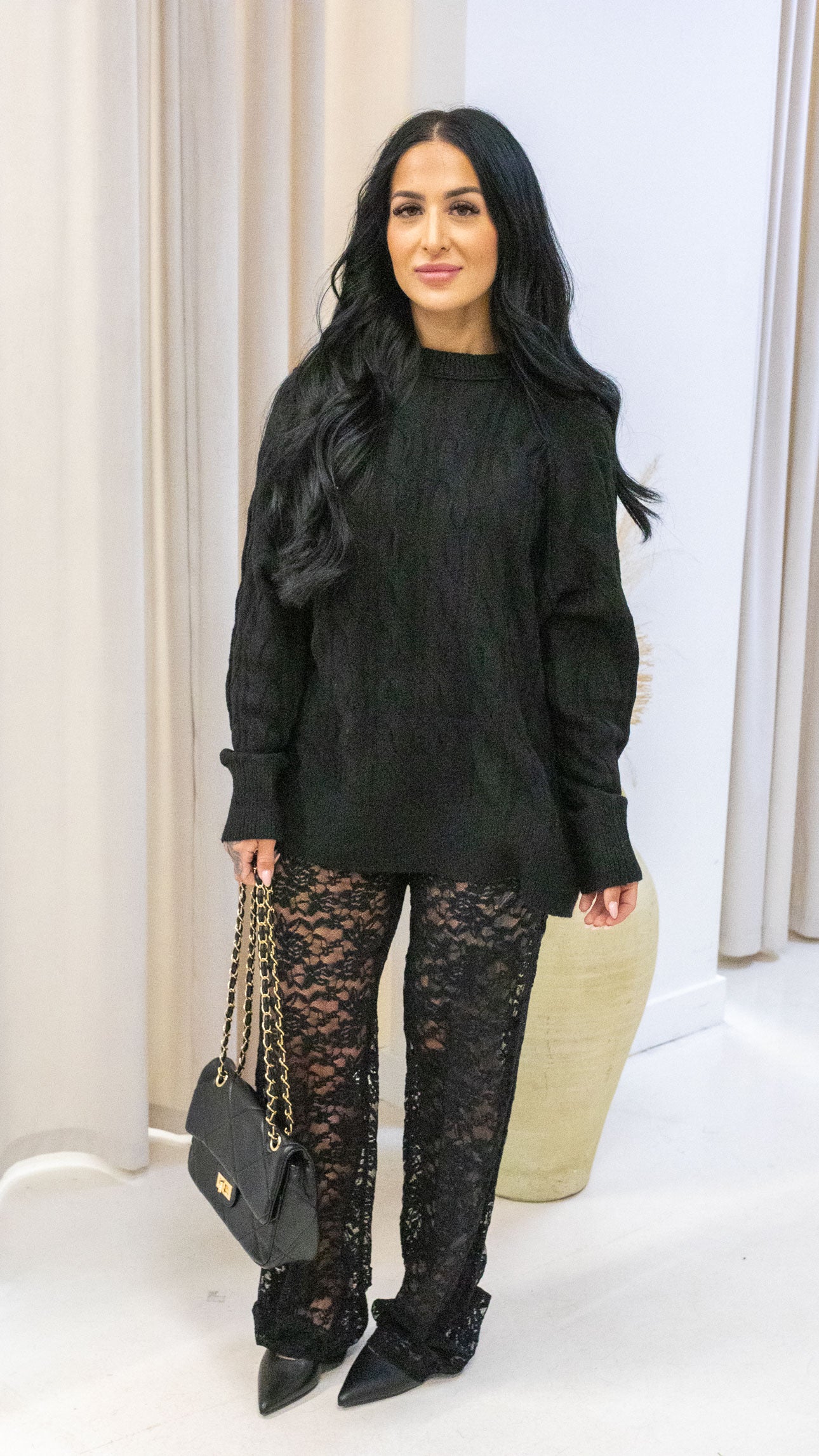 IZABELLA CABLE KNIT SWEATER (BLACK)