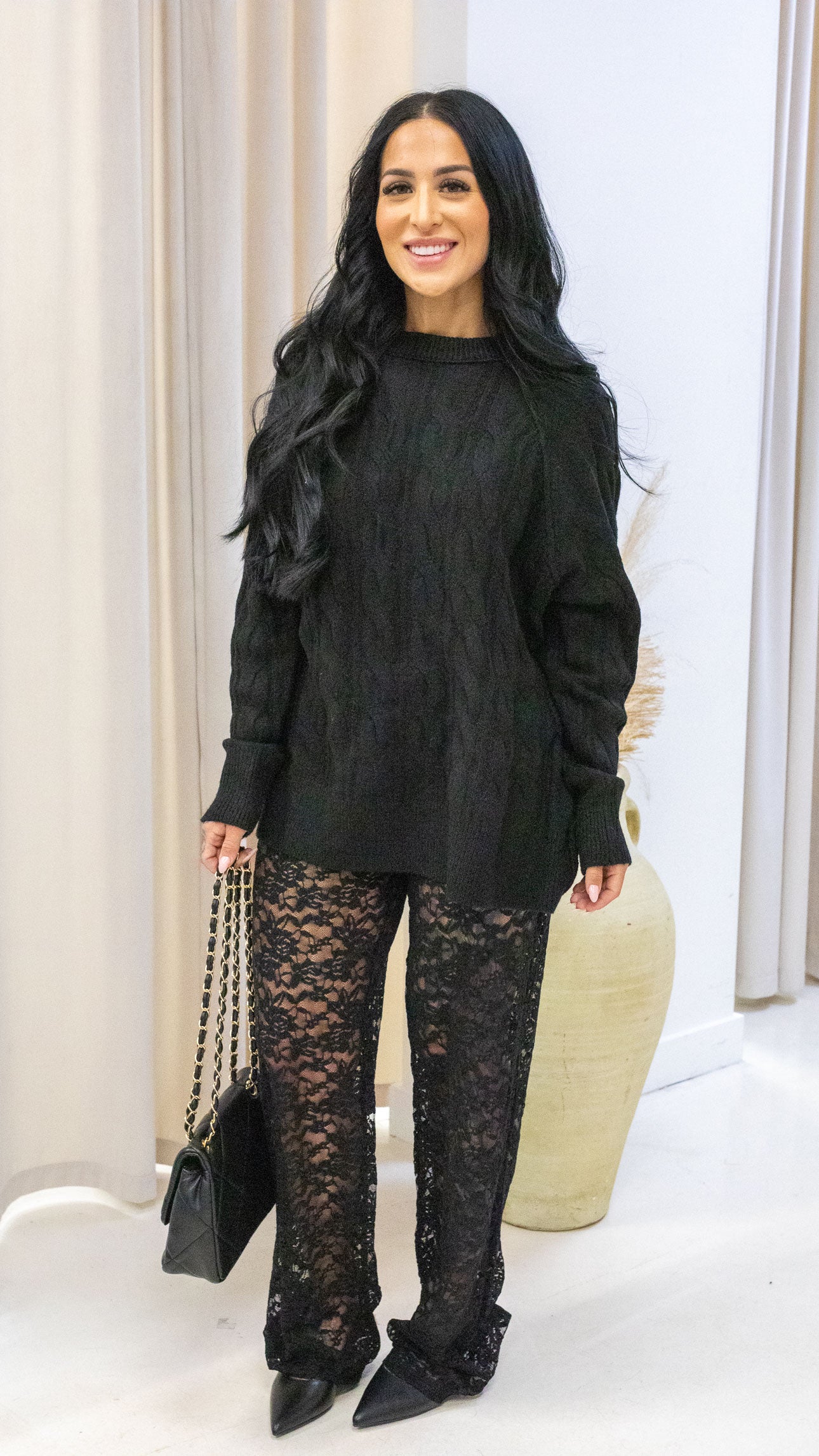 IZABELLA CABLE KNIT SWEATER (BLACK)